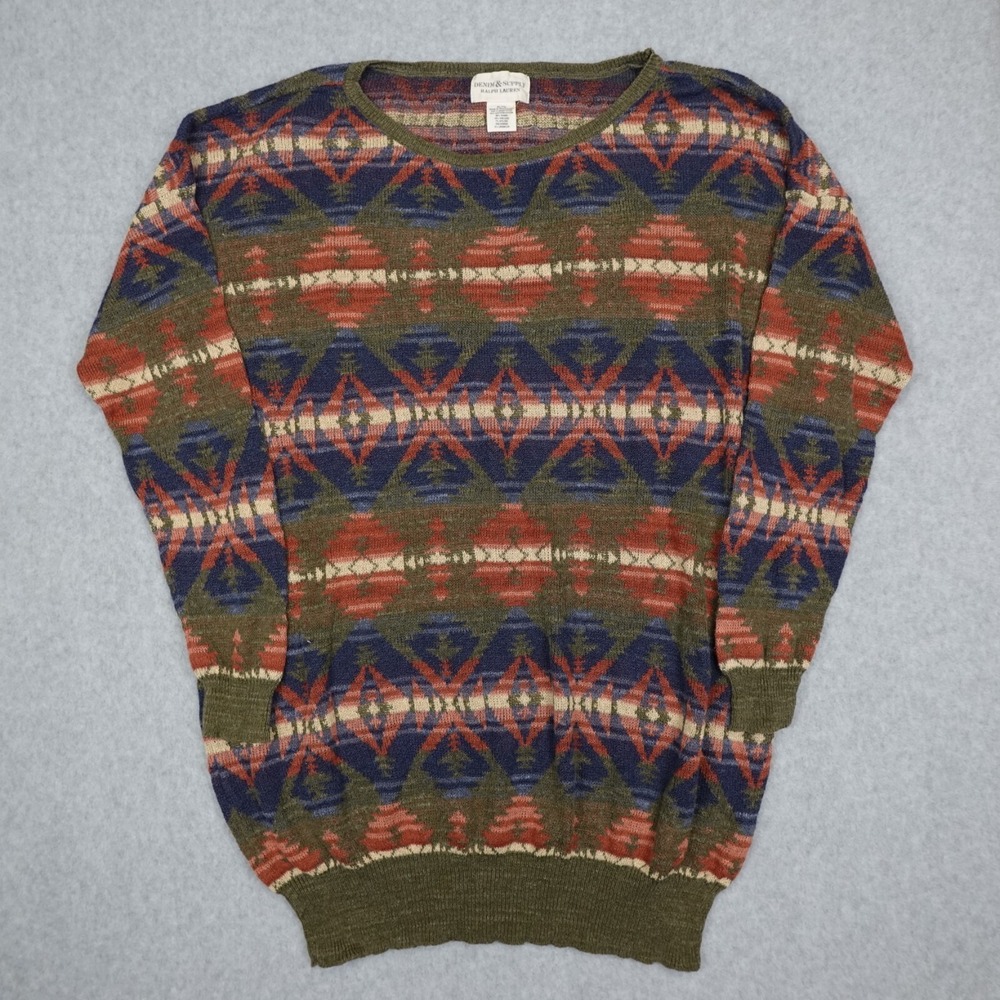 Denim & Supply Ralph Lauren Sweater Women's Large Green Aztec Southwestern Retro